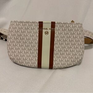 Michael Kors Cream and Brown Waist Wallet